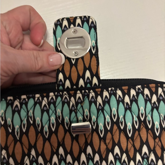 Vera Bradley Teal and Brown Patterned Turnlock Wallet - Picture 10 of 16